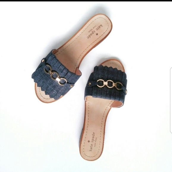denim slide sandals